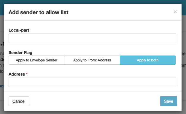 Allow List Database Configuration Panel