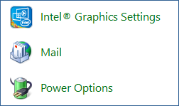 Windows Control Panel Mail search element